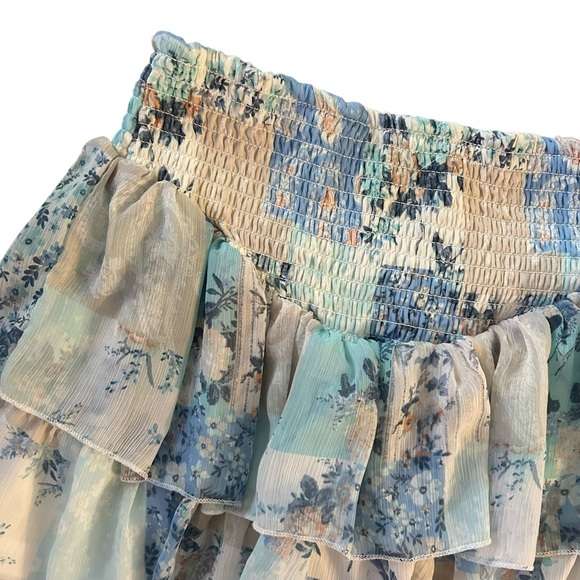 MADDEN NYC Floral Smocked Double Ruffle Skort S - Picture 6 of 10